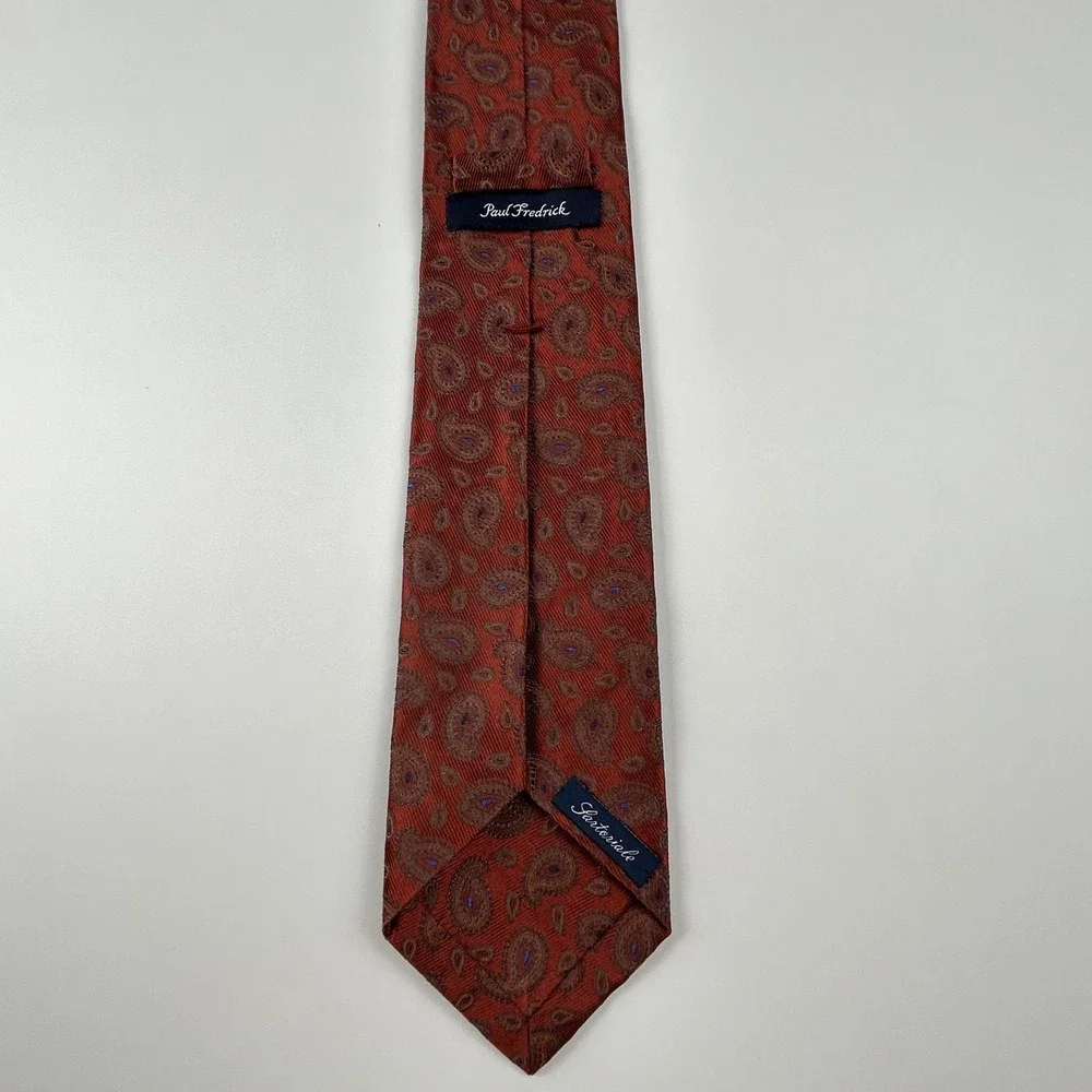Paul Frederick Sartoriale Rust‎ Paisley 100% Silk Tie Italy